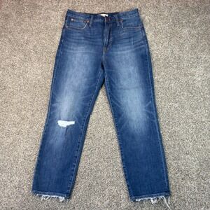 Madewell Straight-Leg Distressed Blue Jeans